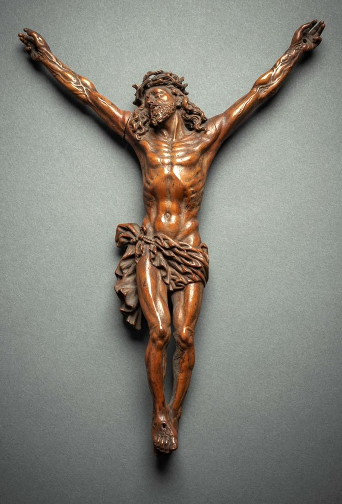 A CARVED WOOD BODY OF CHRIST South German