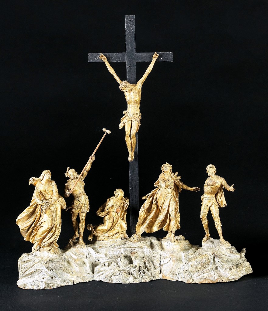 A finely carved Calvary groups The Crucifixion South German first half of the 18th century