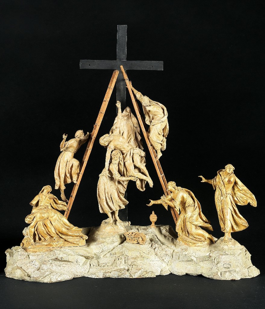 A finely carved Calvary groups The Deposition from the Cross South German first half of the 18th century