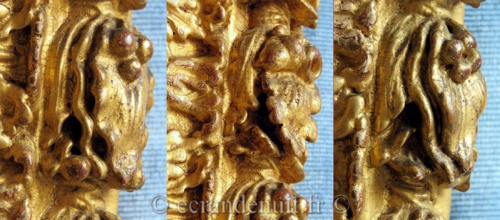 Cadre bois doré feuille d'or Feuilles de Chêne Lauriers Fleurettes