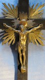 Crucifix En Bronze & Laiton Avec Soleil Rayonnant